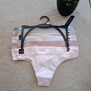Tahari Thong Underwear 5 Pack Panties Neutral Pastels Seamless Size Medium NEW